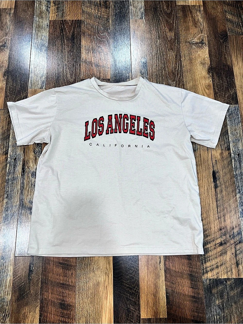 SHEIN Los Angeles Graphic Short Sleeve Tee White